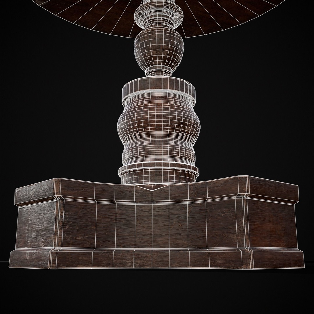 Mahogany Round Table 3D Model – Low Poly Antique Furniture, FBX & OBJ - View 17
