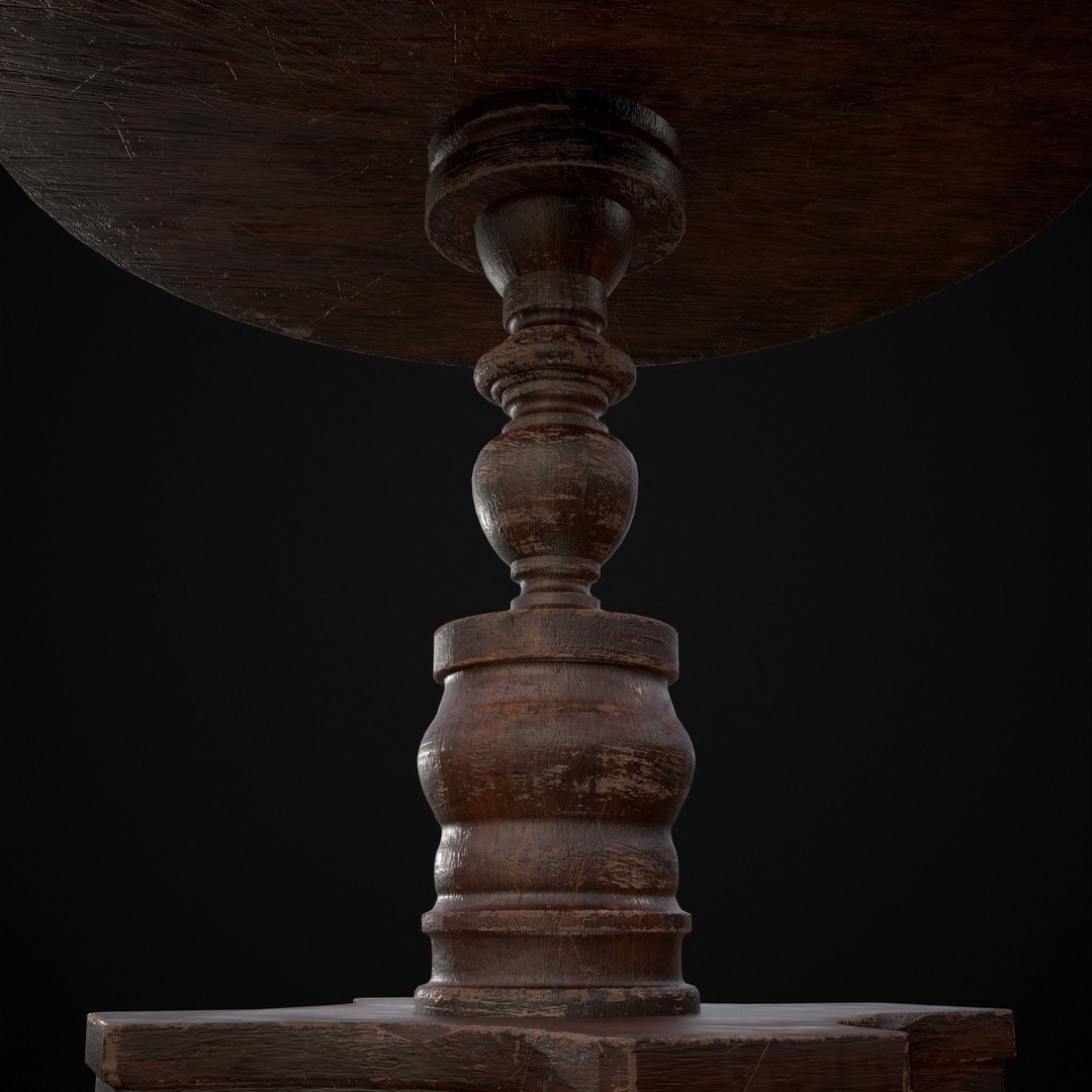 Mahogany Round Table 3D Model – Low Poly Antique Furniture, FBX & OBJ - View 18