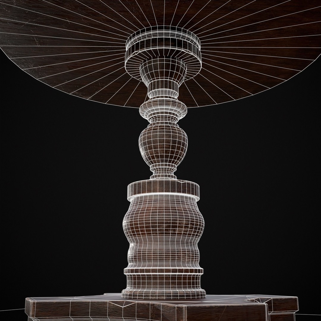 Mahogany Round Table 3D Model – Low Poly Antique Furniture, FBX & OBJ - View 19