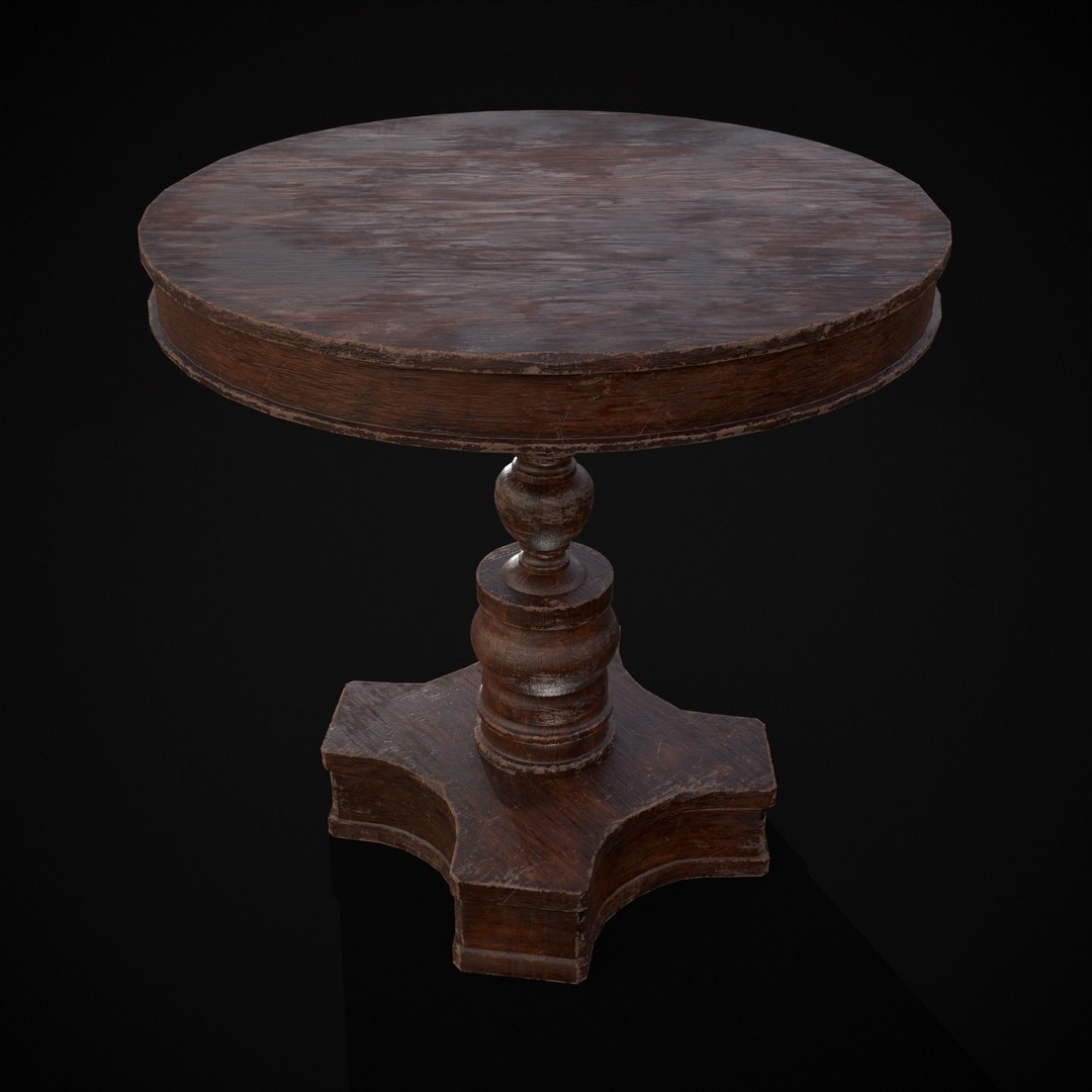 Mahogany Round Table 3D Model – Low Poly Antique Furniture, FBX & OBJ - View 24