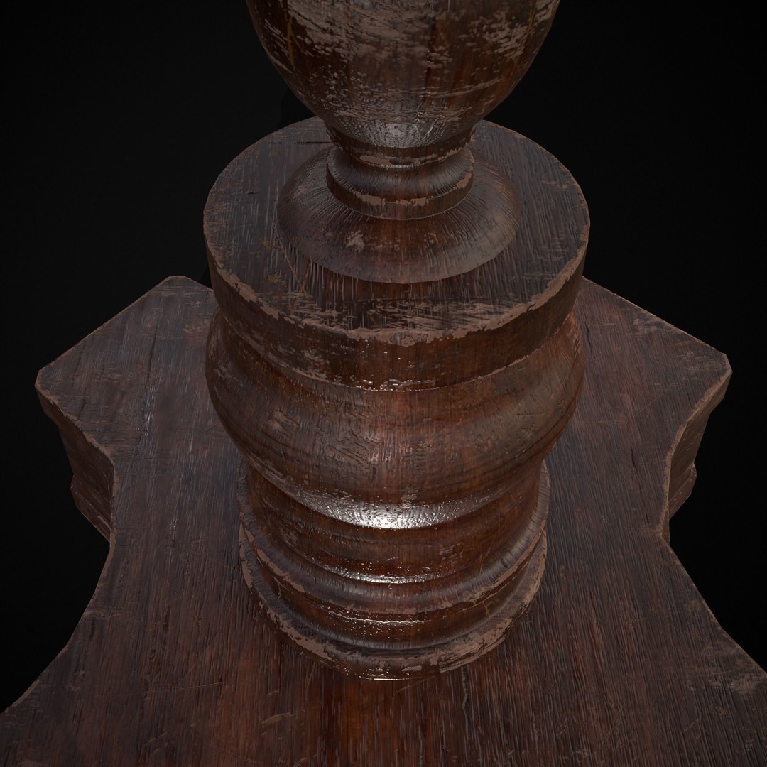 Mahogany Round Table 3D Model – Low Poly Antique Furniture, FBX & OBJ - View 6