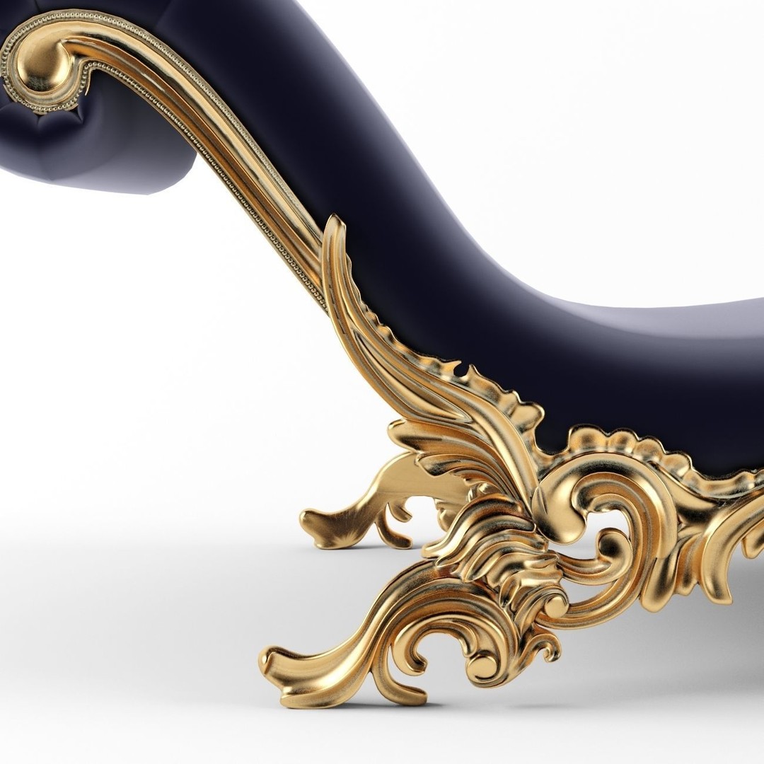 Belloni Bench 3D Model – Classical Rococo Style, Game Ready - View 11