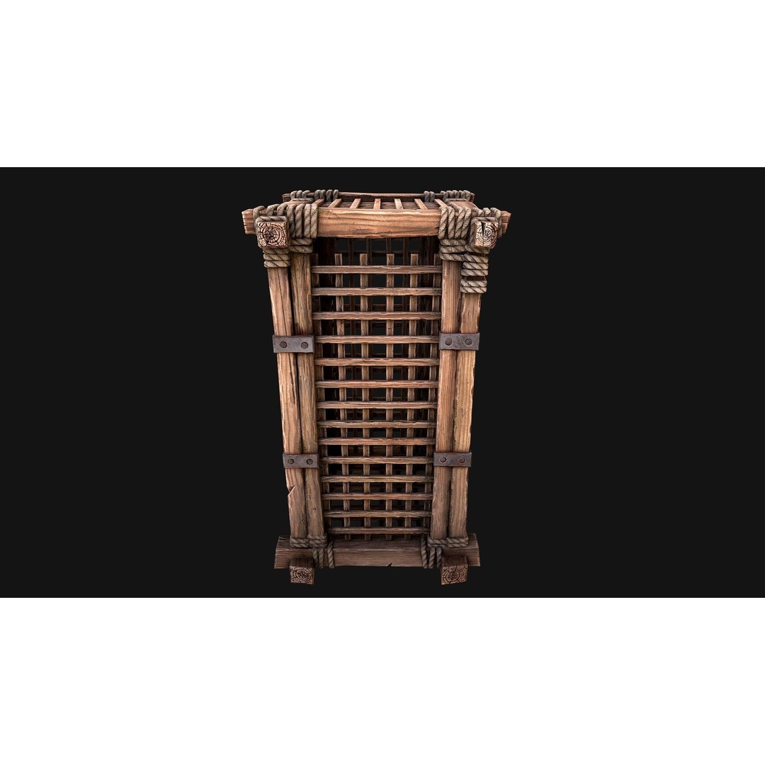 Wooden Prison Cage 3D Model – Low Poly Game-Ready Asset, FBX