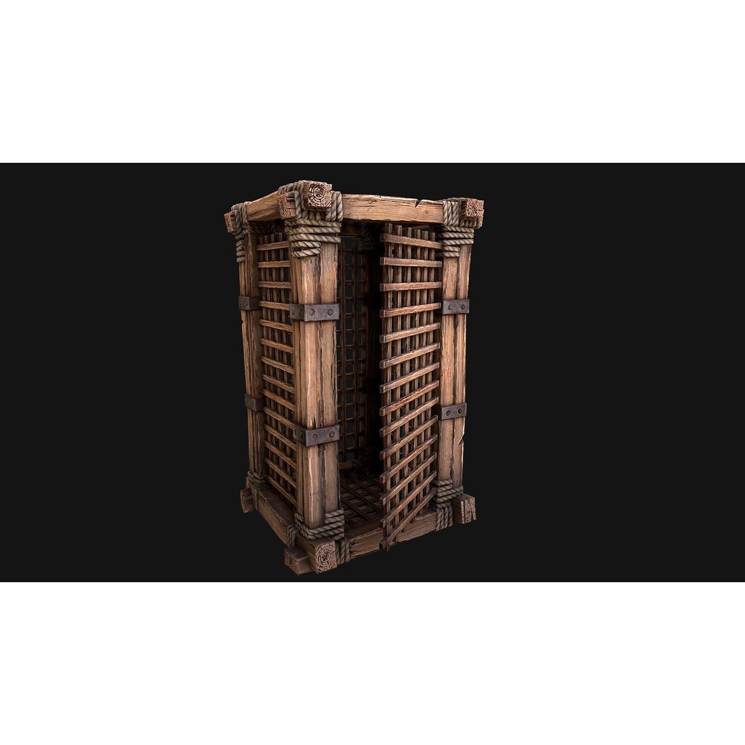 Wooden Prison Cage 3D Model – Low Poly Game-Ready Asset, FBX - View 10