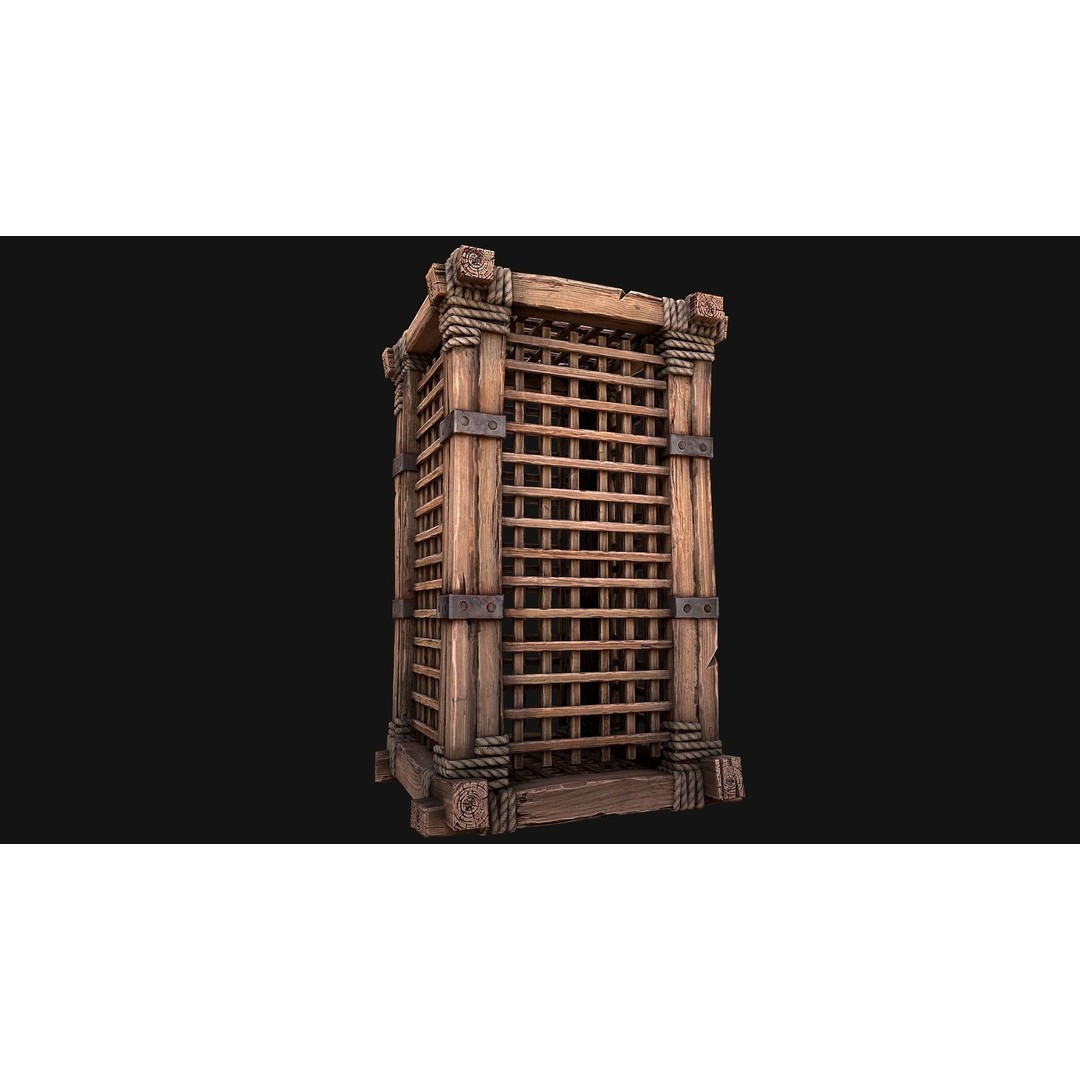 Wooden Prison Cage 3D Model – Low Poly Game-Ready Asset, FBX - View 15
