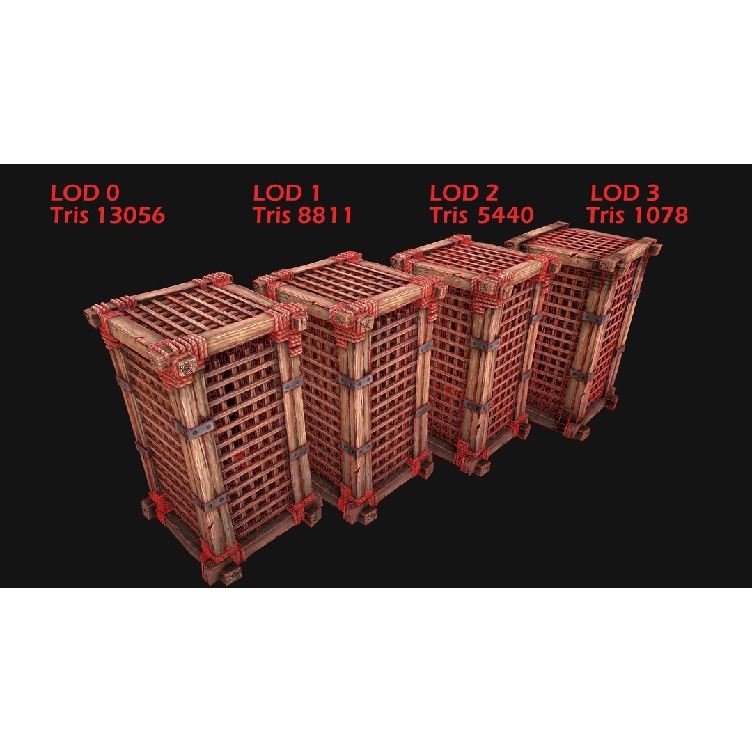 Wooden Prison Cage 3D Model – Low Poly Game-Ready Asset, FBX - View 16