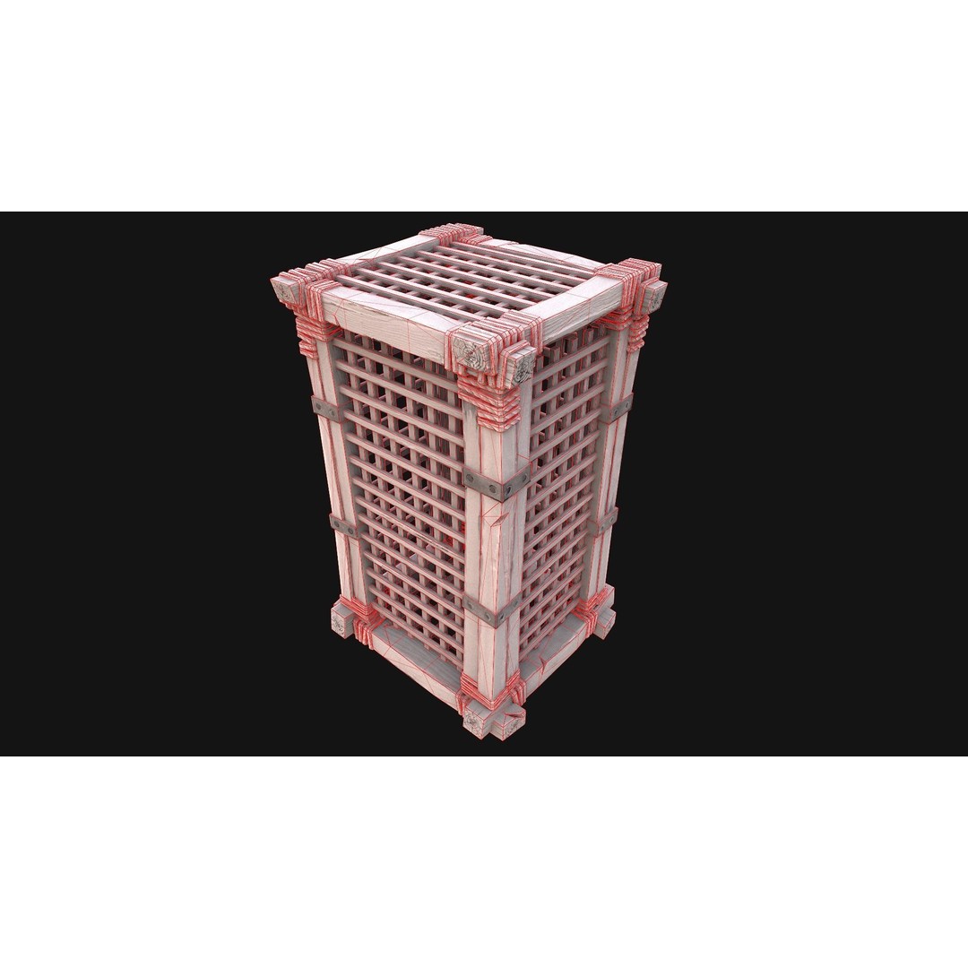 Wooden Prison Cage 3D Model – Low Poly Game-Ready Asset, FBX - View 17