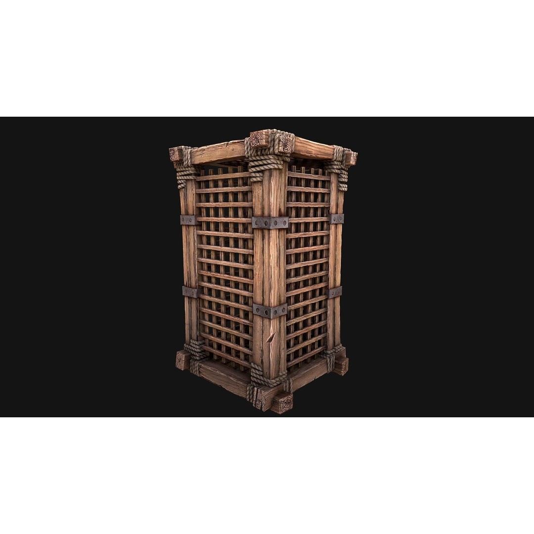 Wooden Prison Cage 3D Model – Low Poly Game-Ready Asset, FBX - View 19