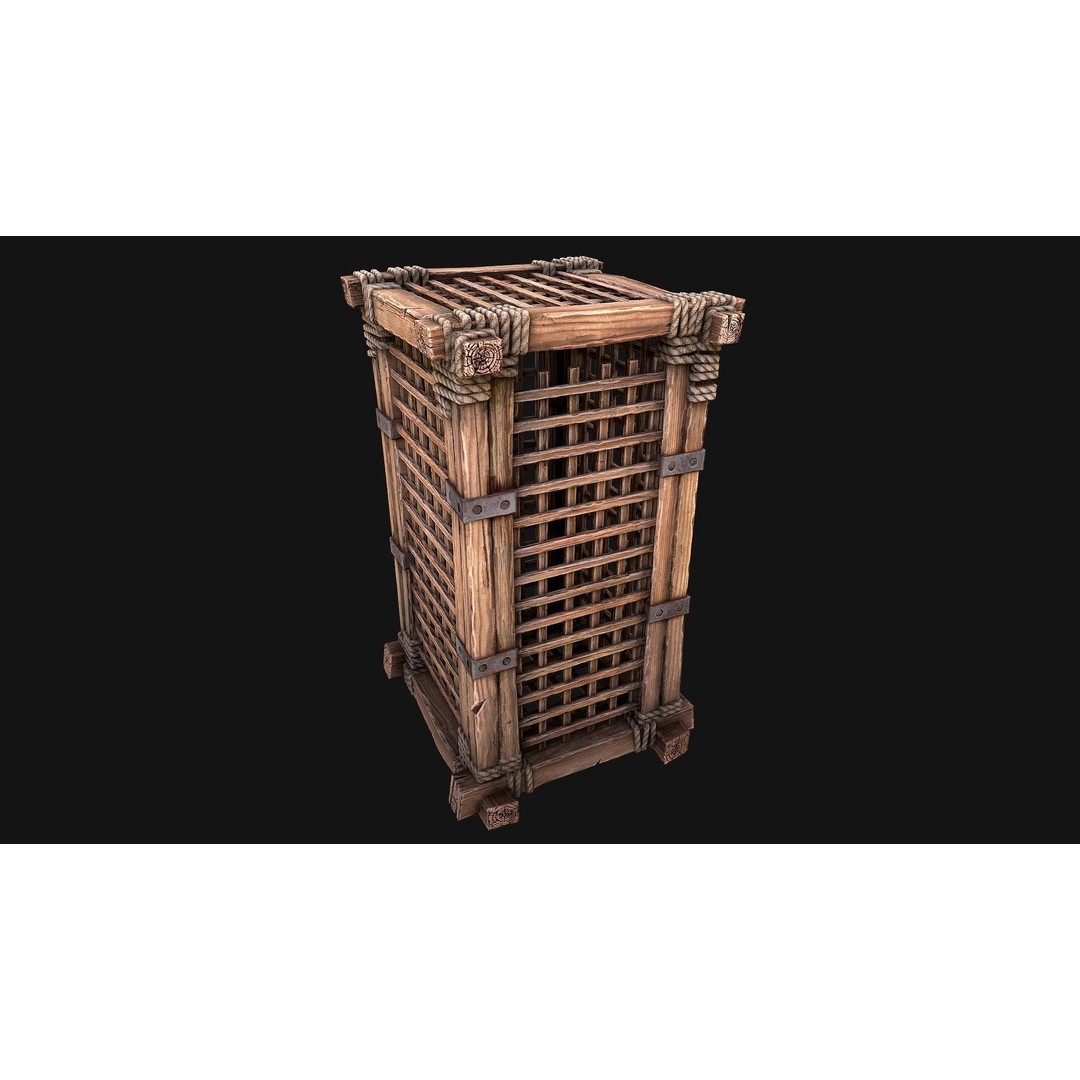 Wooden Prison Cage 3D Model – Low Poly Game-Ready Asset, FBX - View 20