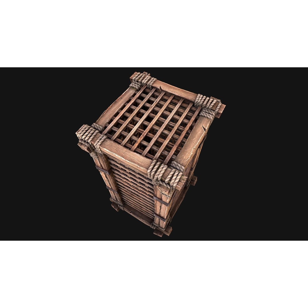 Wooden Prison Cage 3D Model – Low Poly Game-Ready Asset, FBX - View 9