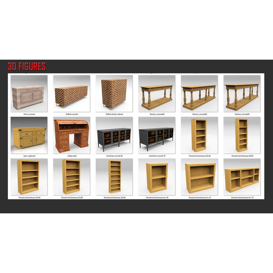 Storage and Display 3D Model – Low Poly Furniture Collection, SketchUp - View 13