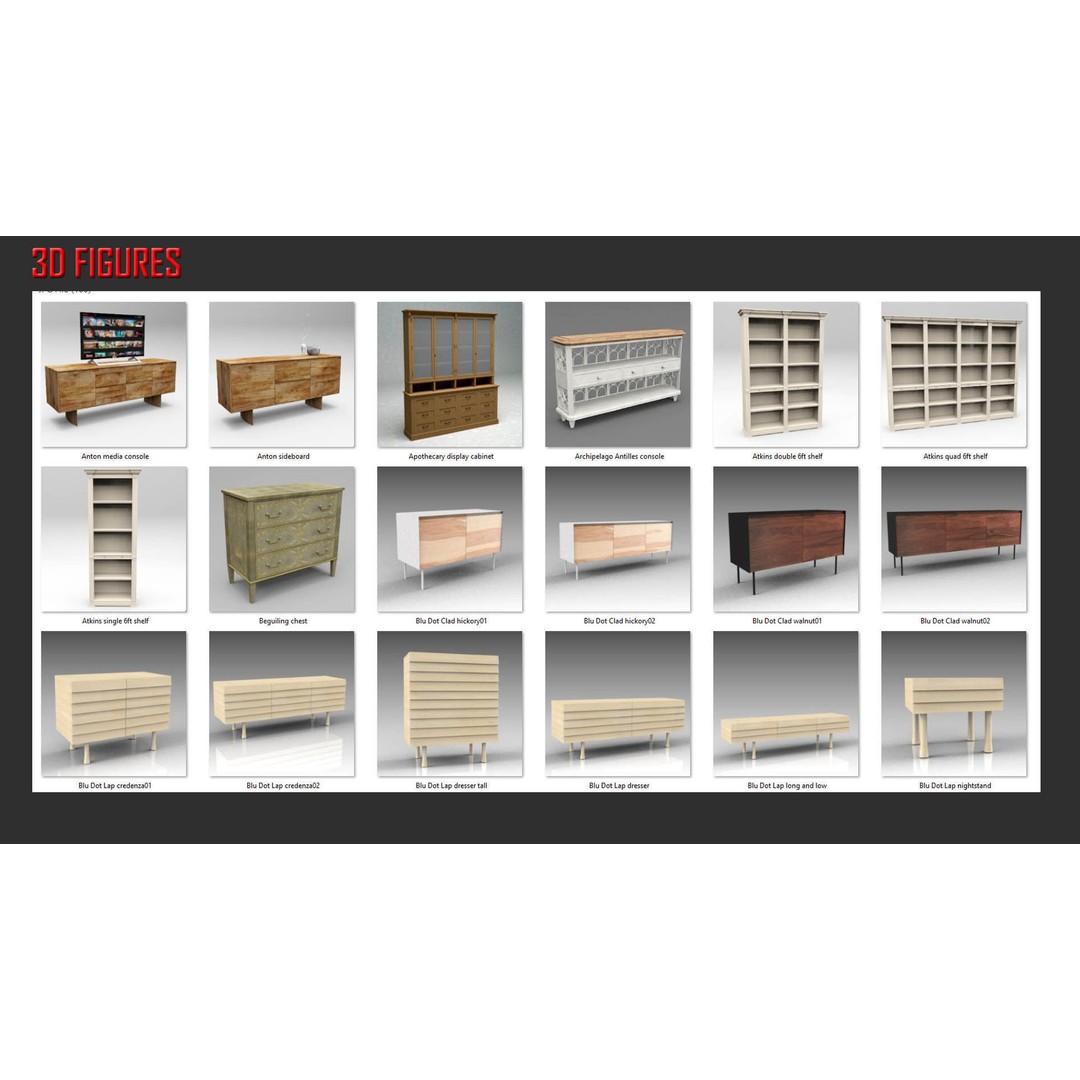 Storage and Display 3D Model – Low Poly Furniture Collection, SketchUp - View 9