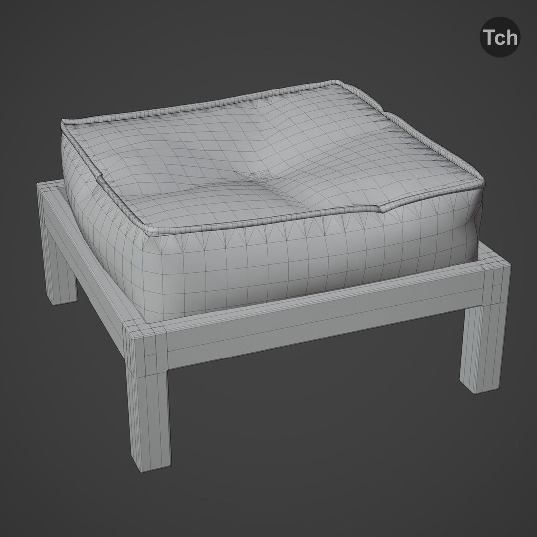Green Table Group 3D Model – Asian Style Low Poly Furniture Set, FBX - View 7