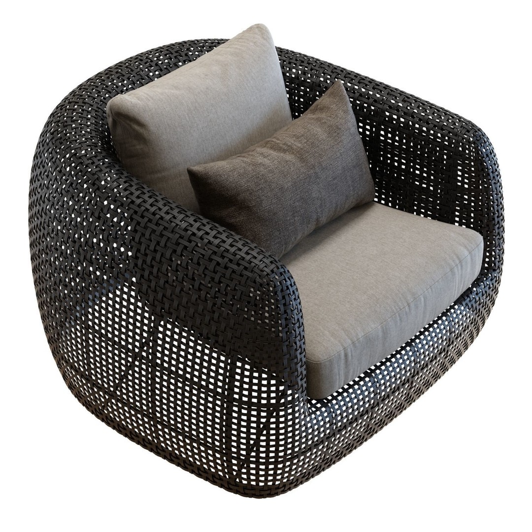 Gemini Armchair 3D Model – Outdoor Wicker Lounge Chair, FBX, PBR