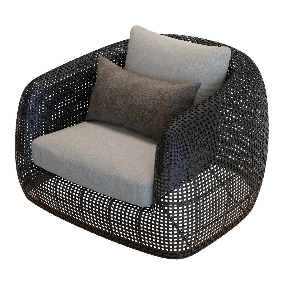 Gemini Armchair 3D Model – Outdoor Wicker Lounge Chair, FBX, PBR - View 11