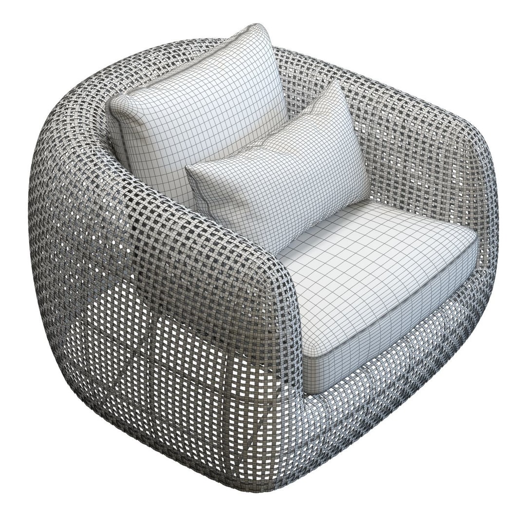 Gemini Armchair 3D Model – Outdoor Wicker Lounge Chair, FBX, PBR - View 12