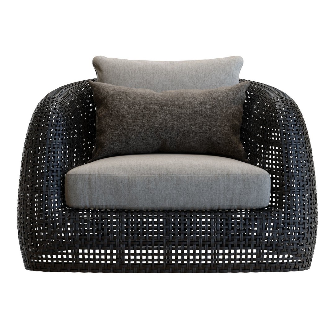 Gemini Armchair 3D Model – Outdoor Wicker Lounge Chair, FBX, PBR - View 13