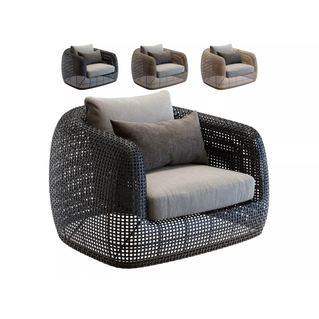 Gemini Armchair 3D Model – Outdoor Wicker Lounge Chair, FBX, PBR - View 2