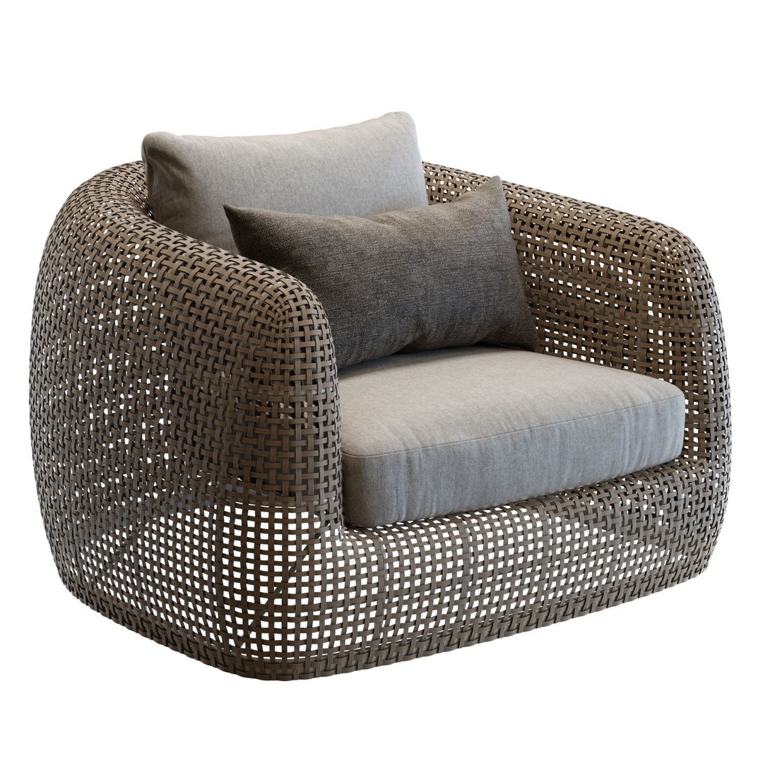 Gemini Armchair 3D Model – Outdoor Wicker Lounge Chair, FBX, PBR - View 5