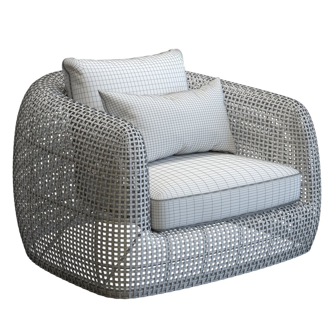 Gemini Armchair 3D Model – Outdoor Wicker Lounge Chair, FBX, PBR - View 7