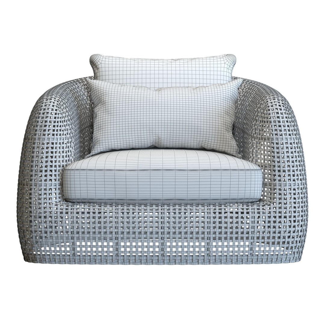 Gemini Armchair 3D Model – Outdoor Wicker Lounge Chair, FBX, PBR - View 8