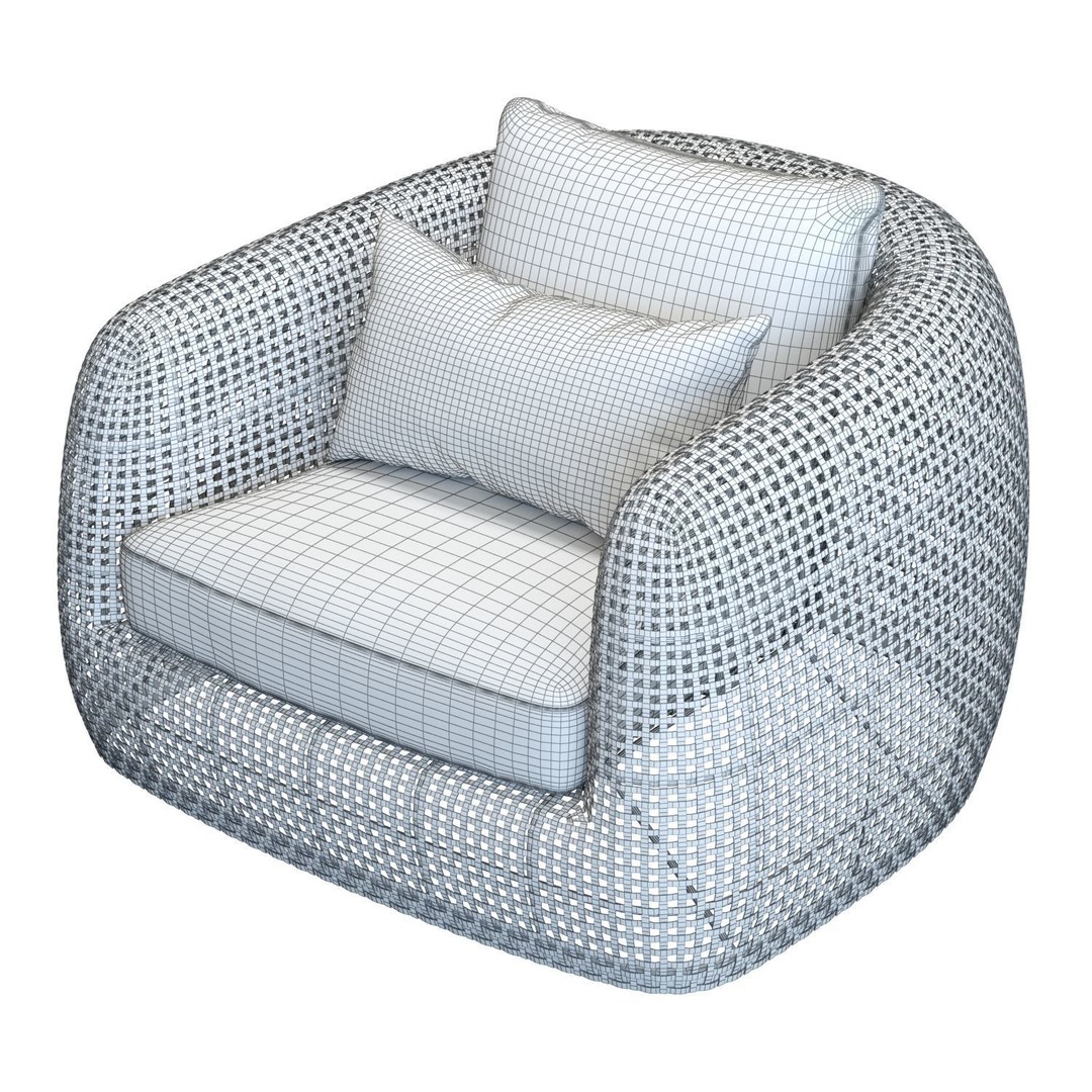 Gemini Armchair 3D Model – Outdoor Wicker Lounge Chair, FBX, PBR - View 9