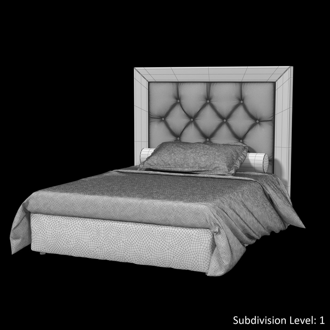 Halley Bed 2 3D Model – Low Poly Furniture with PBR Textures, FBX, OBJ - View 20