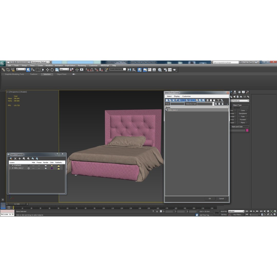 Halley Bed 2 3D Model – Low Poly Furniture with PBR Textures, FBX, OBJ - View 25