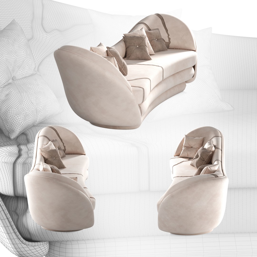 Wonatti Manarola Sofa 3D Model – Luxury Modern Design, FBX & Textures - View 7