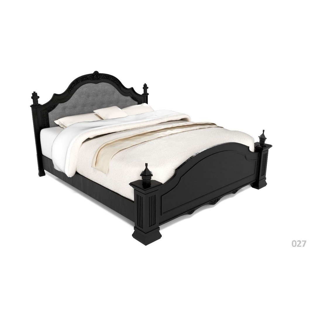 French Bed 3D Model – Low Poly Furniture Collection, FBX