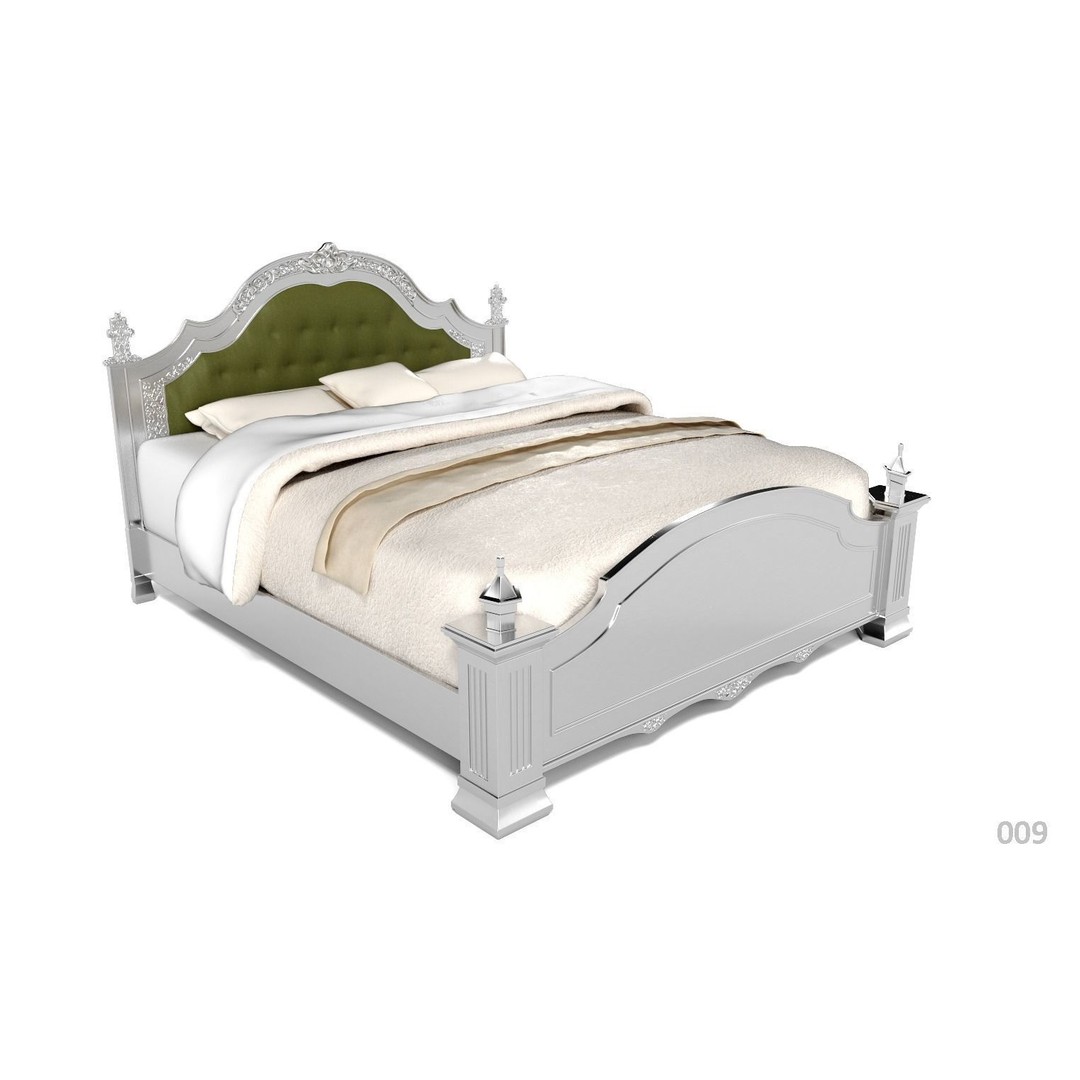 French Bed 3D Model – Low Poly Furniture Collection, FBX - View 13