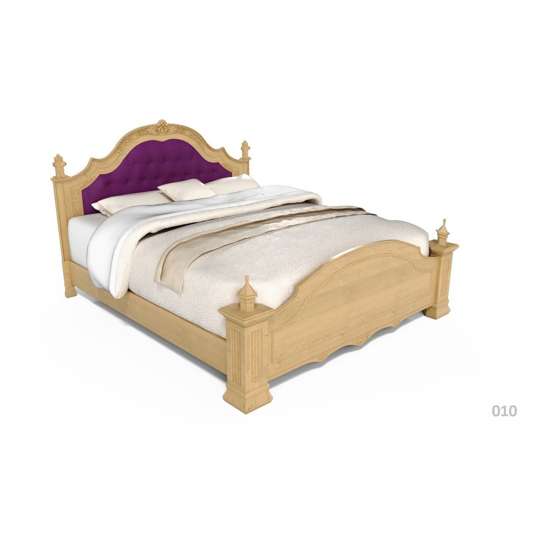 French Bed 3D Model – Low Poly Furniture Collection, FBX - View 14
