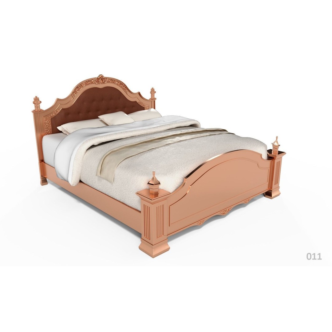 French Bed 3D Model – Low Poly Furniture Collection, FBX - View 15