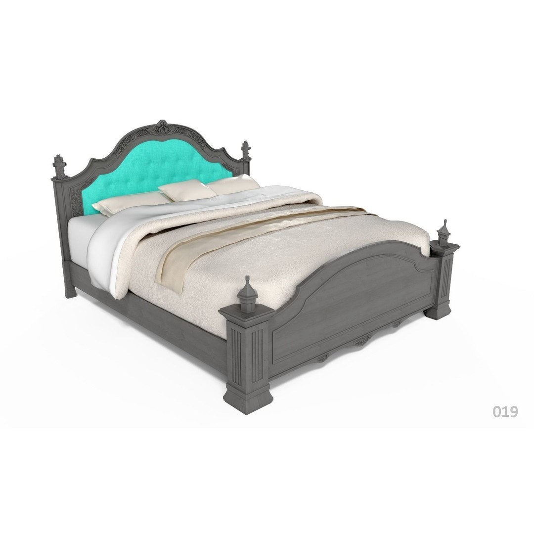 French Bed 3D Model – Low Poly Furniture Collection, FBX - View 23