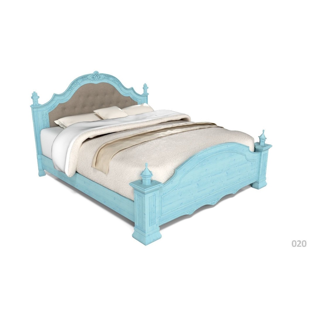 French Bed 3D Model – Low Poly Furniture Collection, FBX - View 24