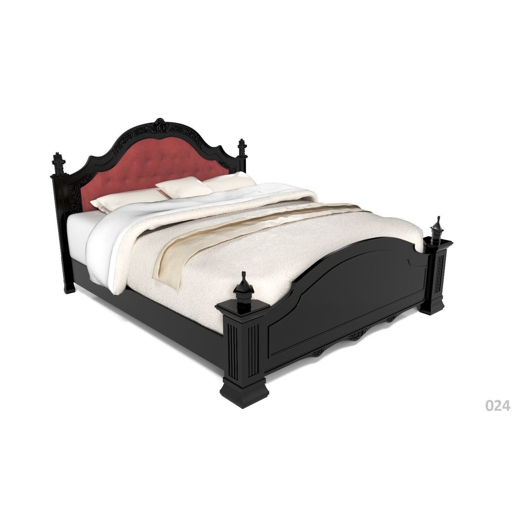 French Bed 3D Model – Low Poly Furniture Collection, FBX - View 28