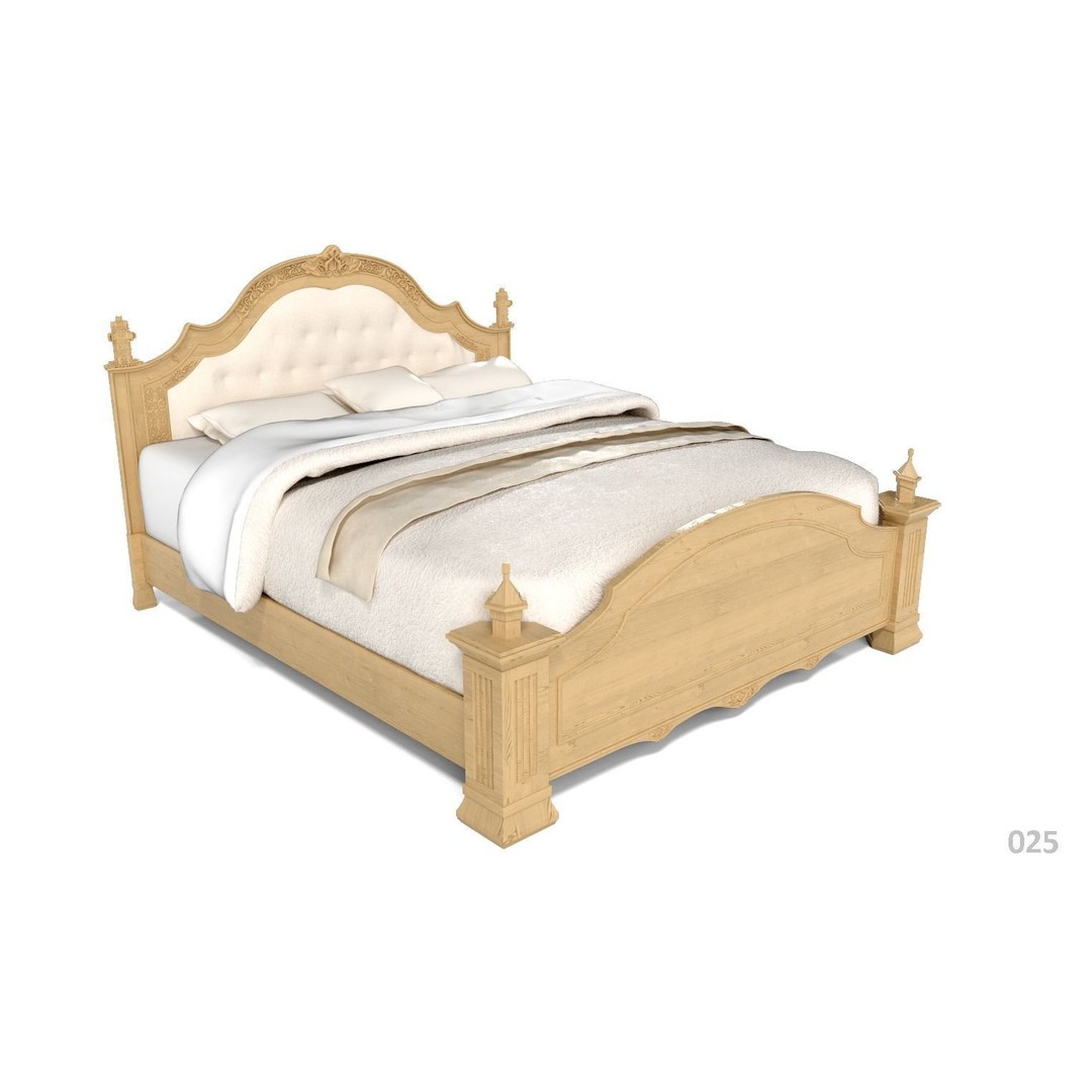 French Bed 3D Model – Low Poly Furniture Collection, FBX - View 29