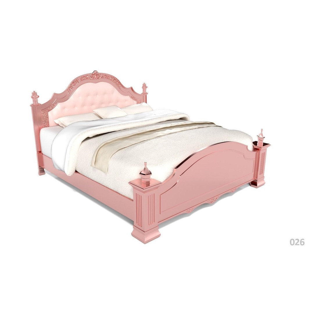 French Bed 3D Model – Low Poly Furniture Collection, FBX - View 30