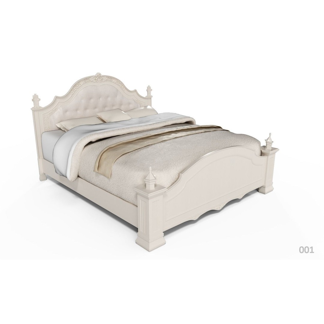 French Bed 3D Model – Low Poly Furniture Collection, FBX - View 5