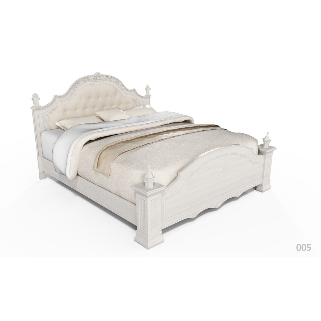 French Bed 3D Model – Low Poly Furniture Collection, FBX - View 9