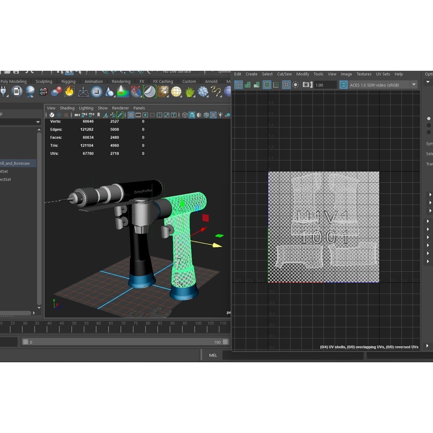 Medical Electric Drill and Bone Saw - Low-Poly Game-Ready 3D Model - View 10