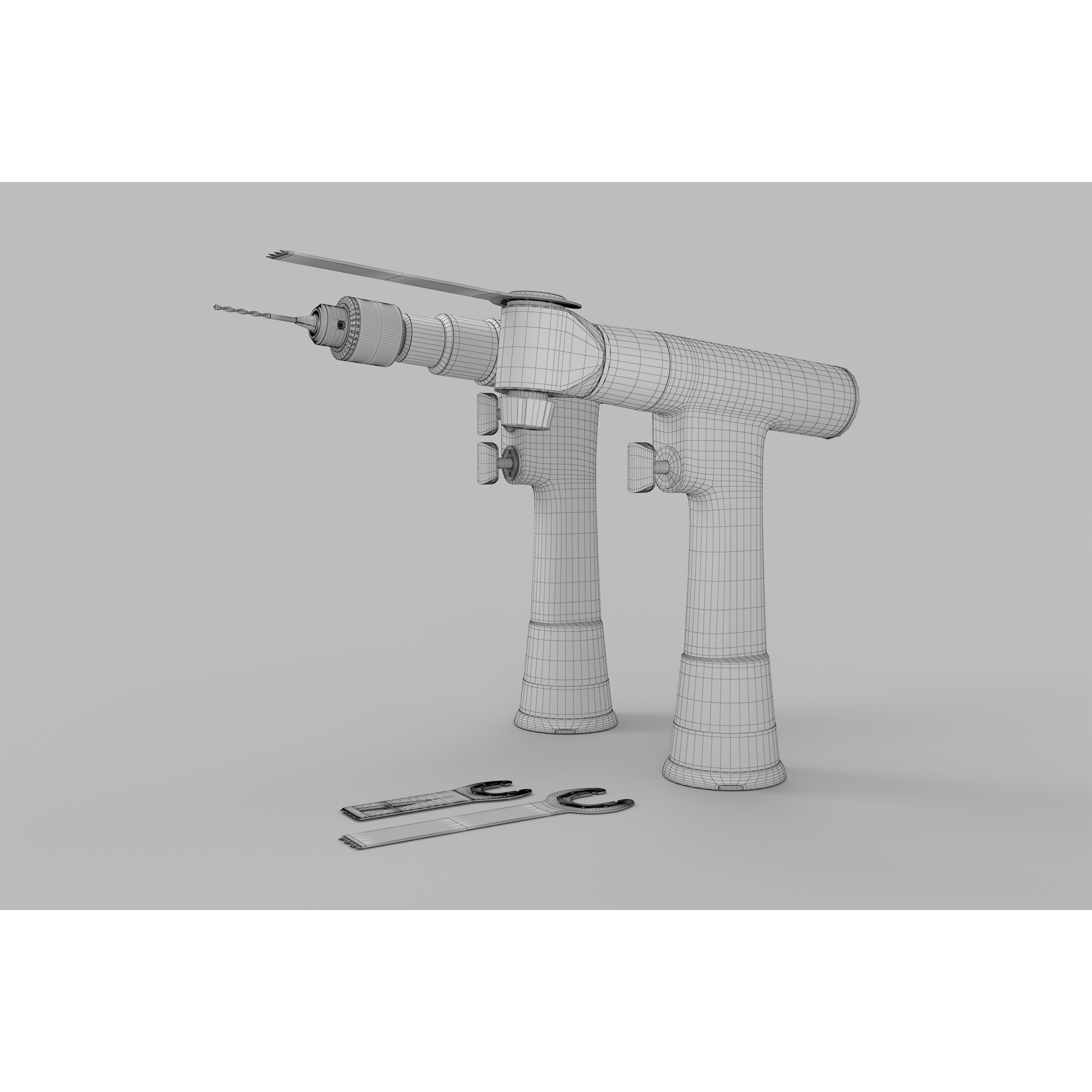 Medical Electric Drill and Bone Saw - Low-Poly Game-Ready 3D Model - View 17