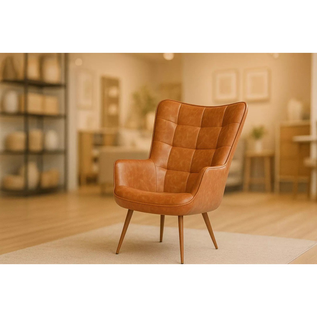 Tufted Chair 3D Model – Low Poly Game Asset for Interior Visualization - View 3