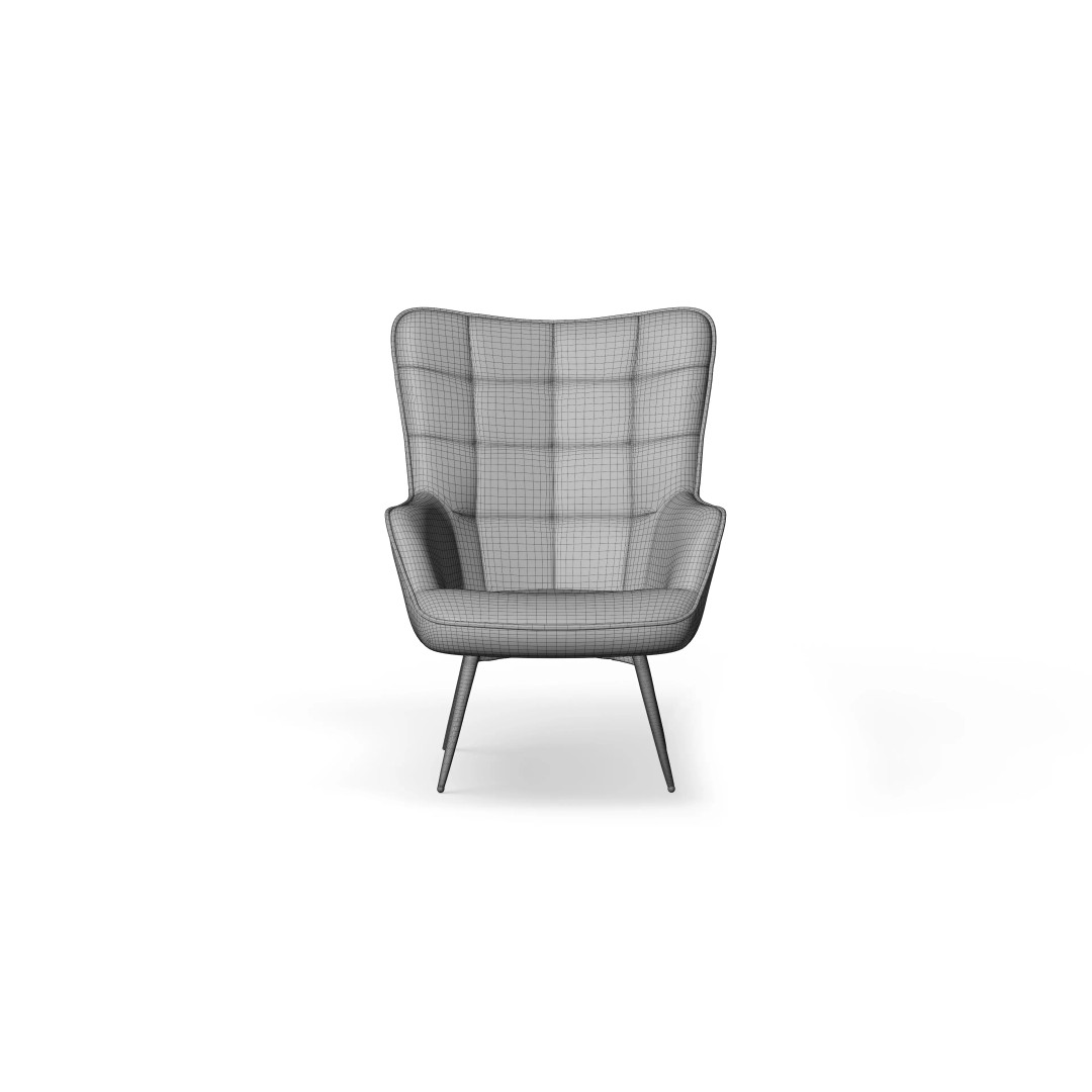 Tufted Chair 3D Model – Low Poly Game Asset for Interior Visualization - View 4