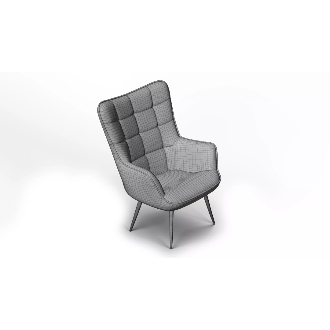 Tufted Chair 3D Model – Low Poly Game Asset for Interior Visualization - View 6