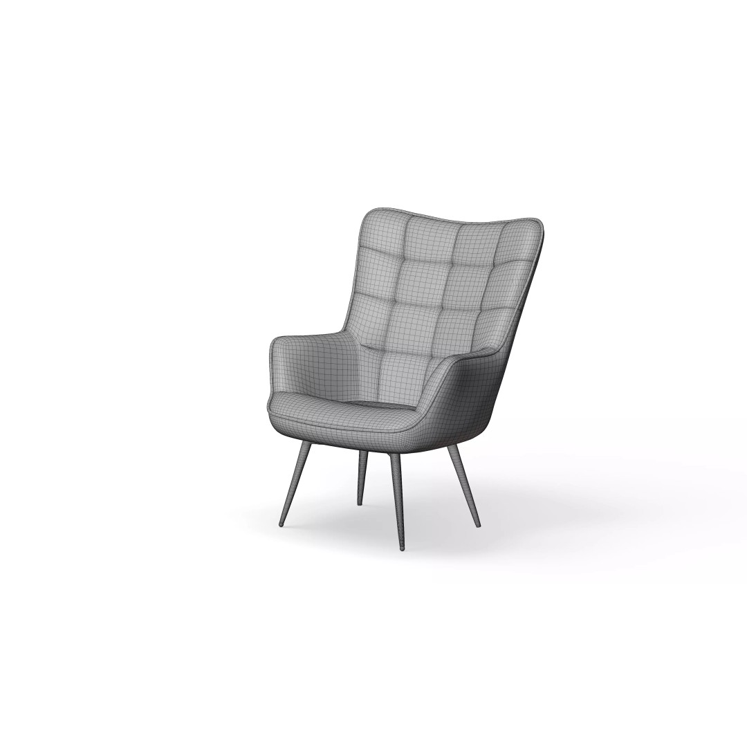 Tufted Chair 3D Model – Low Poly Game Asset for Interior Visualization - View 8