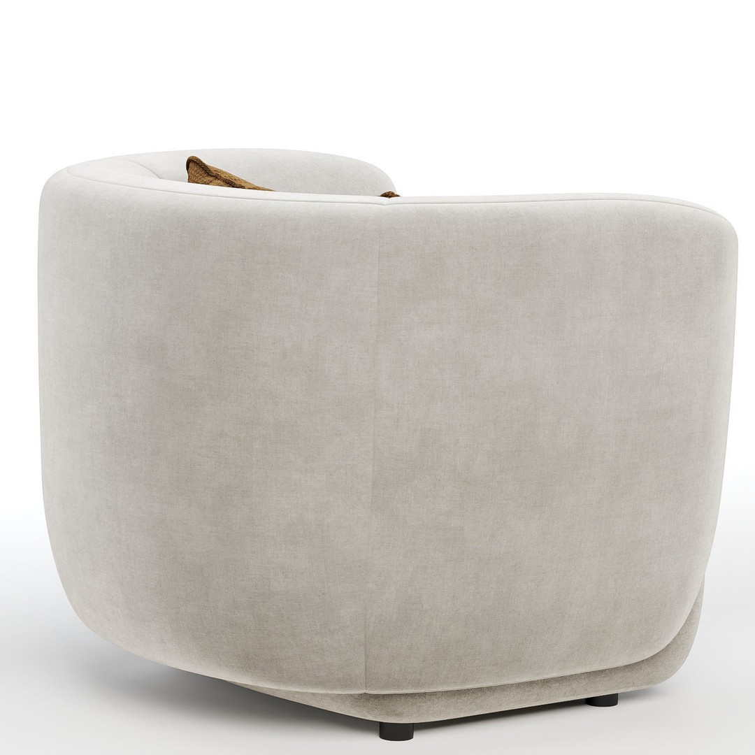 Blossom Arm Chair 3D Model – Modern Fabric Seating, FBX, OBJ - View 5