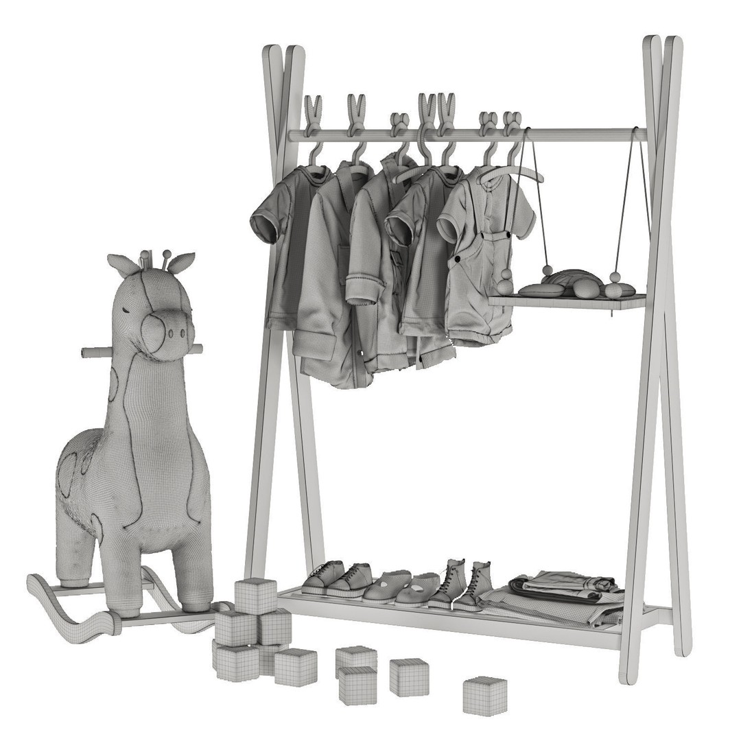 Kid Clothes Set 3D Model – Textured PBR Clothing for Interior Use