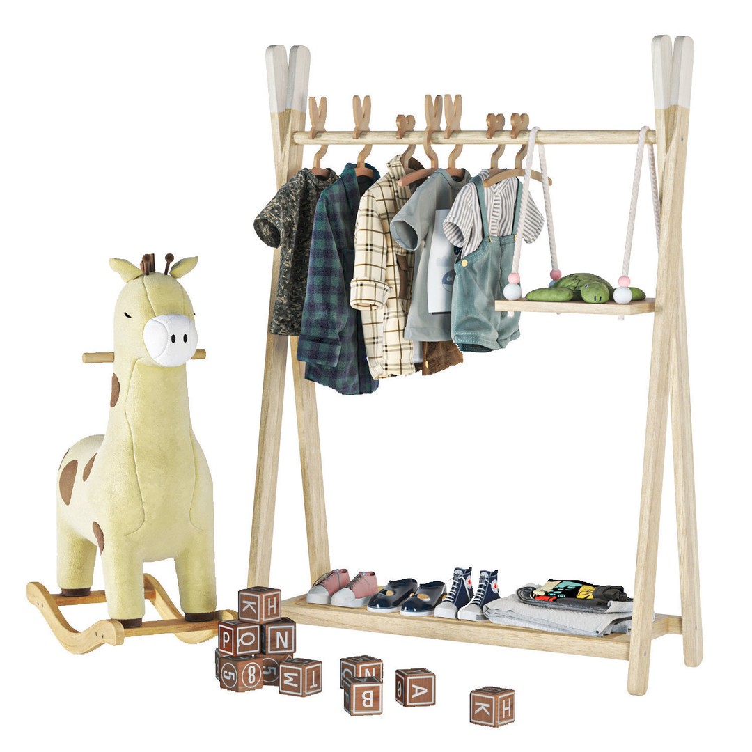 Kid Clothes Set 3D Model – Textured PBR Clothing for Interior Use - View 3