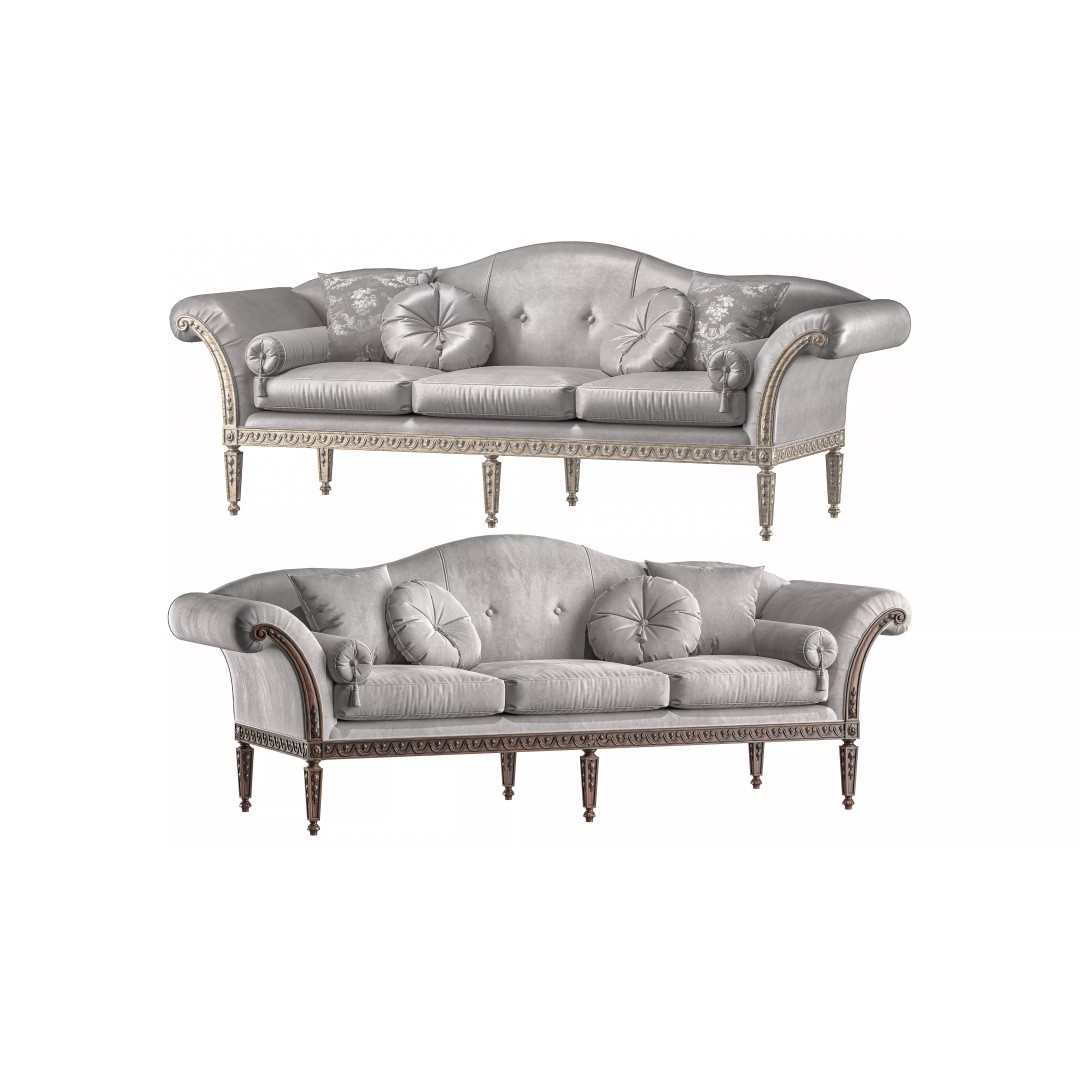 Juliettes Interiors Italian Sofa 3D Model – Classical Rococo Design, FBX - View 2